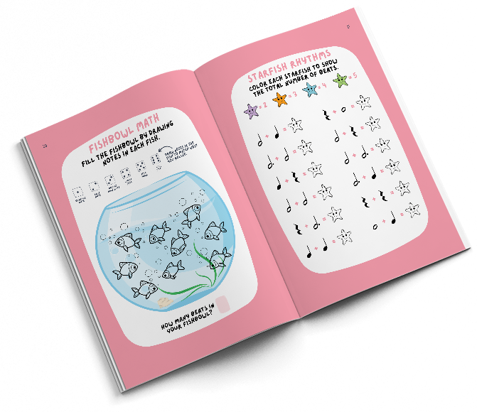 Pets Will Play open to the Fishbowl Math and Starfish Rhythms activity pages